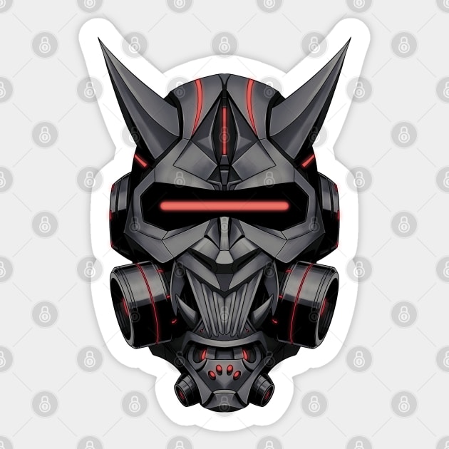 Cyberpunk Oni Mask Sticker by Mang Kumis